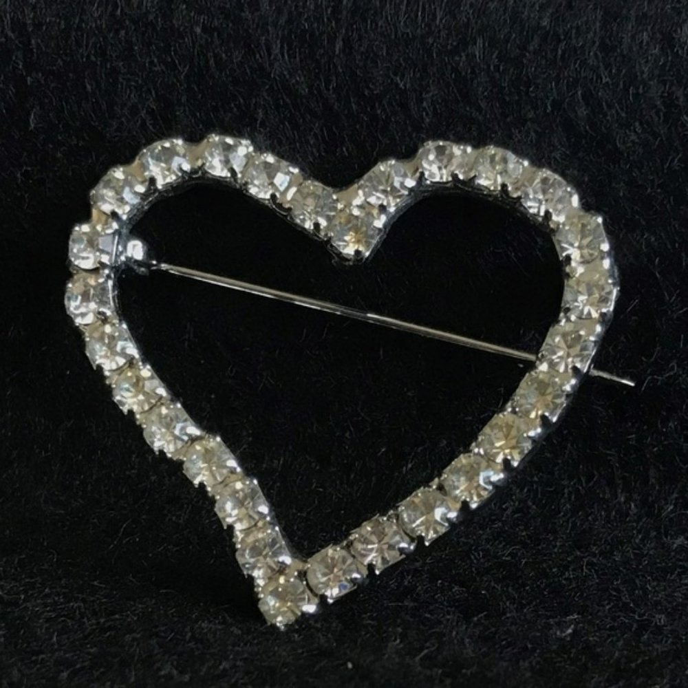 TWO Sparkling Rhinestone Heart Pins - Vintage -FREE with Purchase*